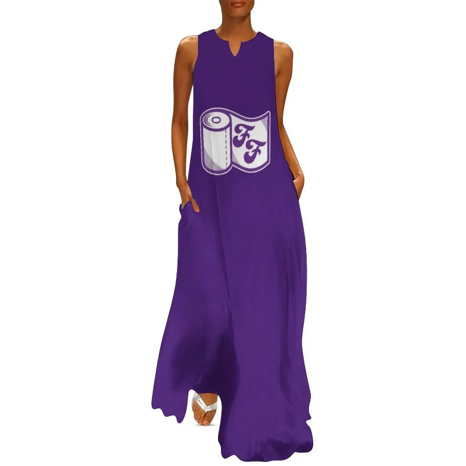 

FF Krewe of Tucks Toilet paper Roll Logo Purple Long Dress dress women summer Dress