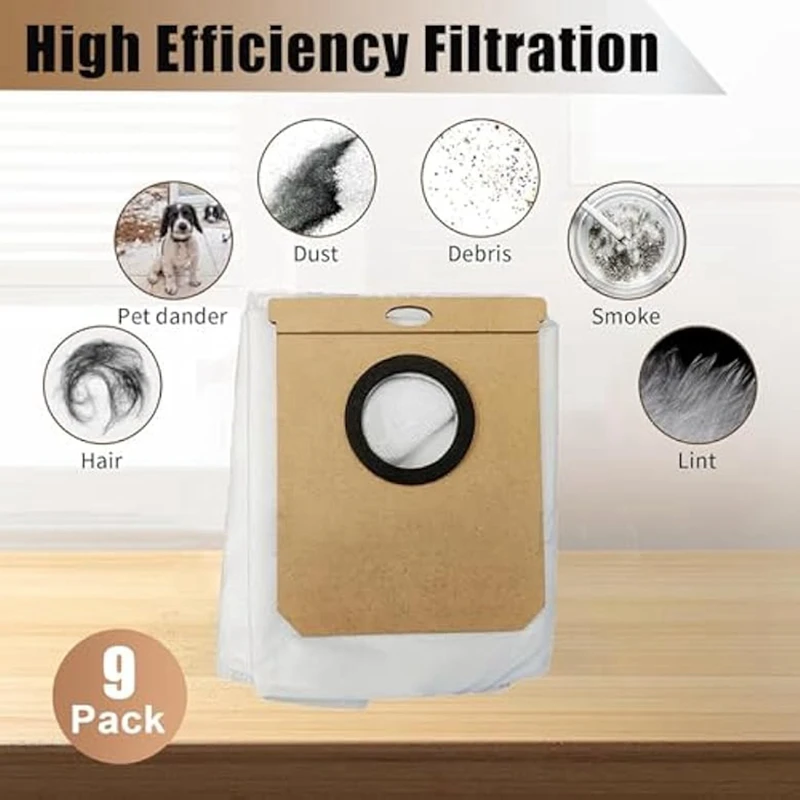 كيس لجميع الغبار كيس لجميع الغبار يحل محل Eufy L50 SES/ L60 SES لـ Conga Home 10000/8090 Ultra/ 9090 AI للمكنسة الكهربائية Haier H9 Plus