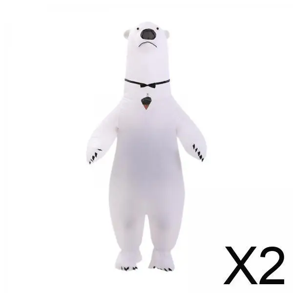 

White Inflatable Bear Costume Full Body Animal Suit for Carnival Masquerade and Halloween Role Playing Props