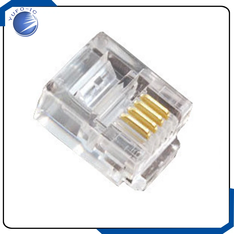 10PCS/LOT  RJ11 phone crystal head four core 6P4C phone crystal head 2-4 core  cable wire  general