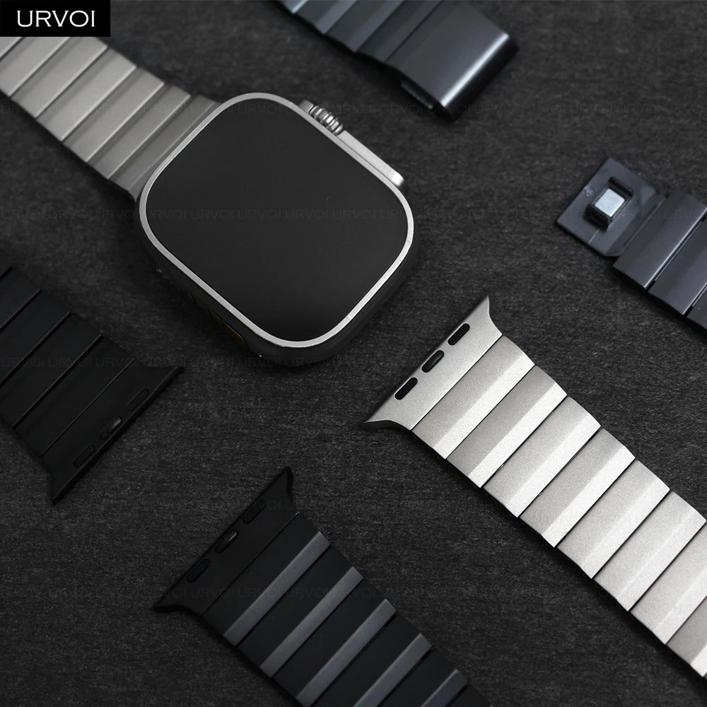 URVOI Titanium Band for Apple Watch Ultra 2 1 Series 9 8 7 6 SE strap for iWatch Magnet Closure for nomad wristband 45 49mm