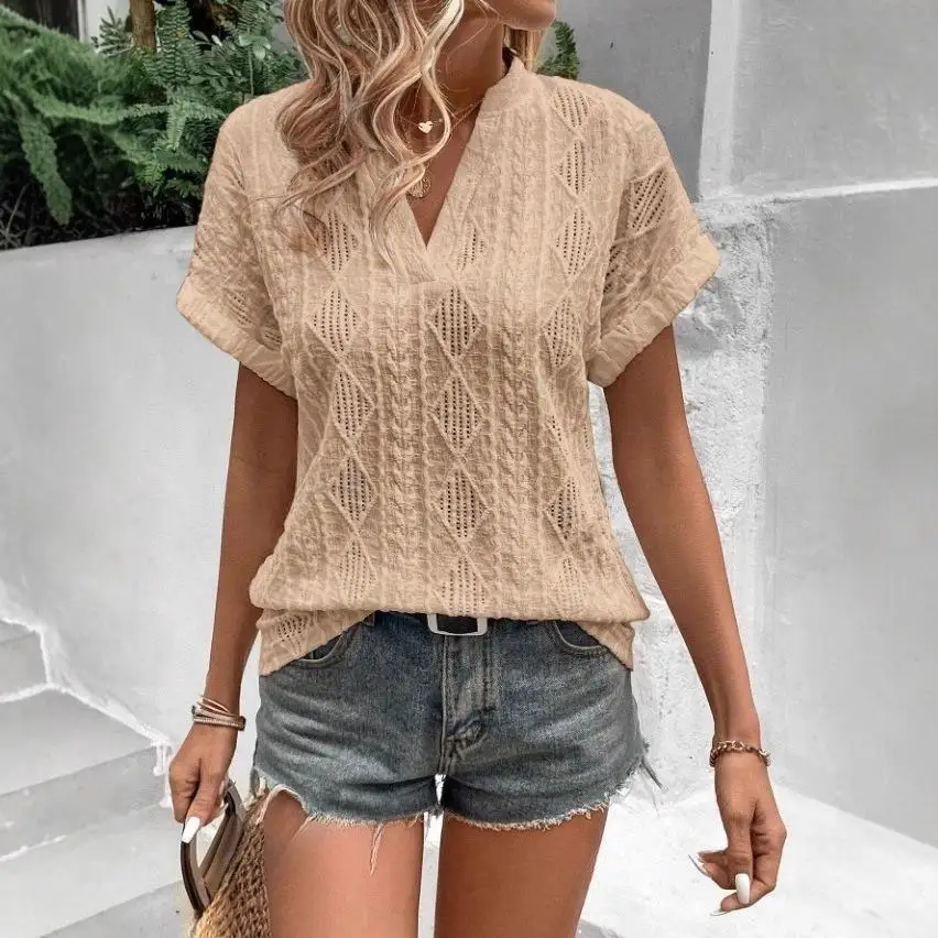 Colletto scavato da donna ort Sve irt Commute Sle Vestibilità ampia Fibra di poliestere Motivo geometrico Resistente alla deformazione