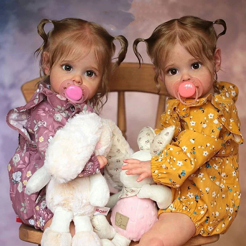 60CM Newborn Handmade 3D Skin High Quality Reborn Toddler Maggie Detailed Lifelike Hand-rooted hair Collectible Art Doll