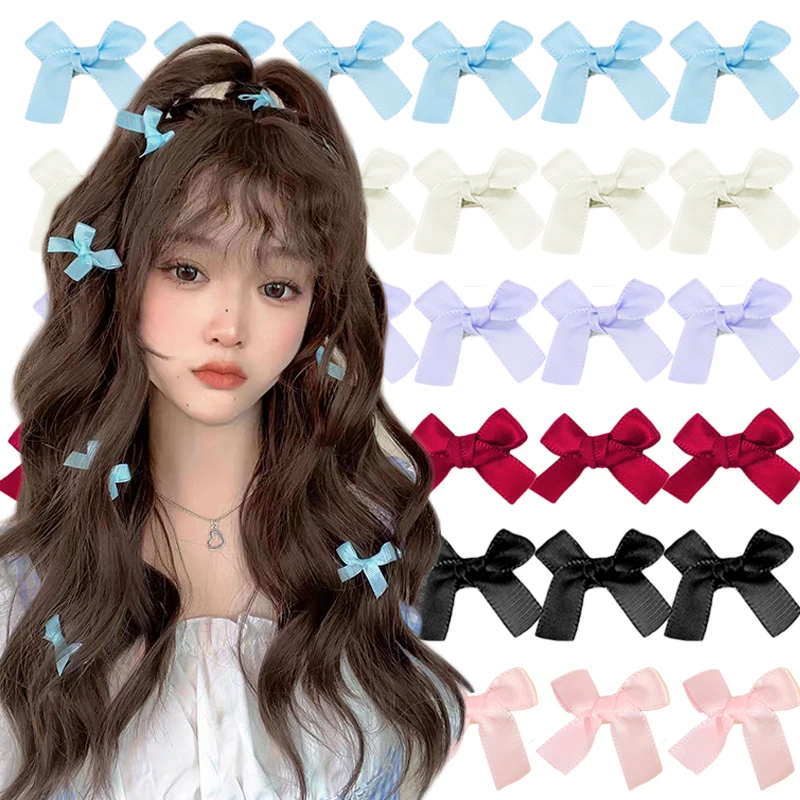 8Pcs\Set New Bowknot Hair Clips Sweet Ribbon Bow Hairpins Fashion Korean Girls Mini Grabs Clips Female Headwear Hair Accessories