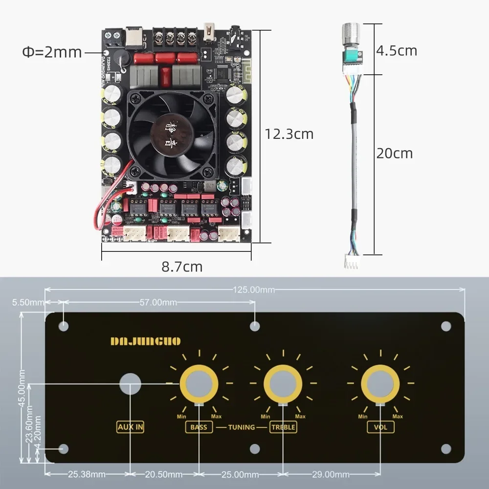 XY-T220H-W 220 واط * 2 ضياع بلوتوث متوافق مضخم الصوت مجلس ستيريو تعديل التردد العالي والمنخفض TPA3251 وحدة