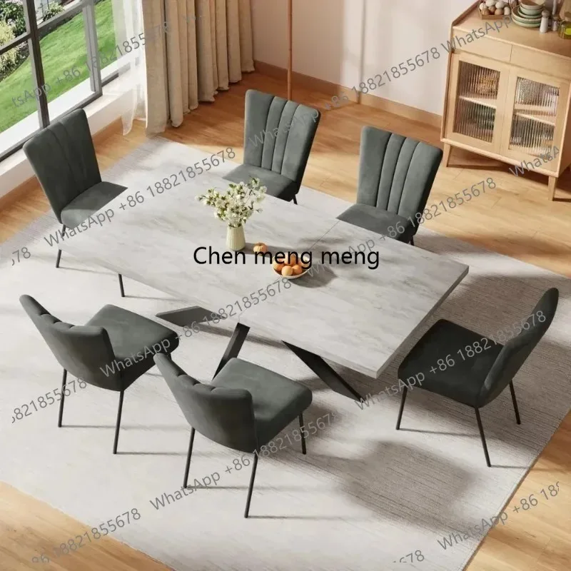K153  K153  Extendable Dining Table Set, Modern 51''–67'' Grey Wood Table with 6 Black Fabric Chairs, Dining Room Table Customiz