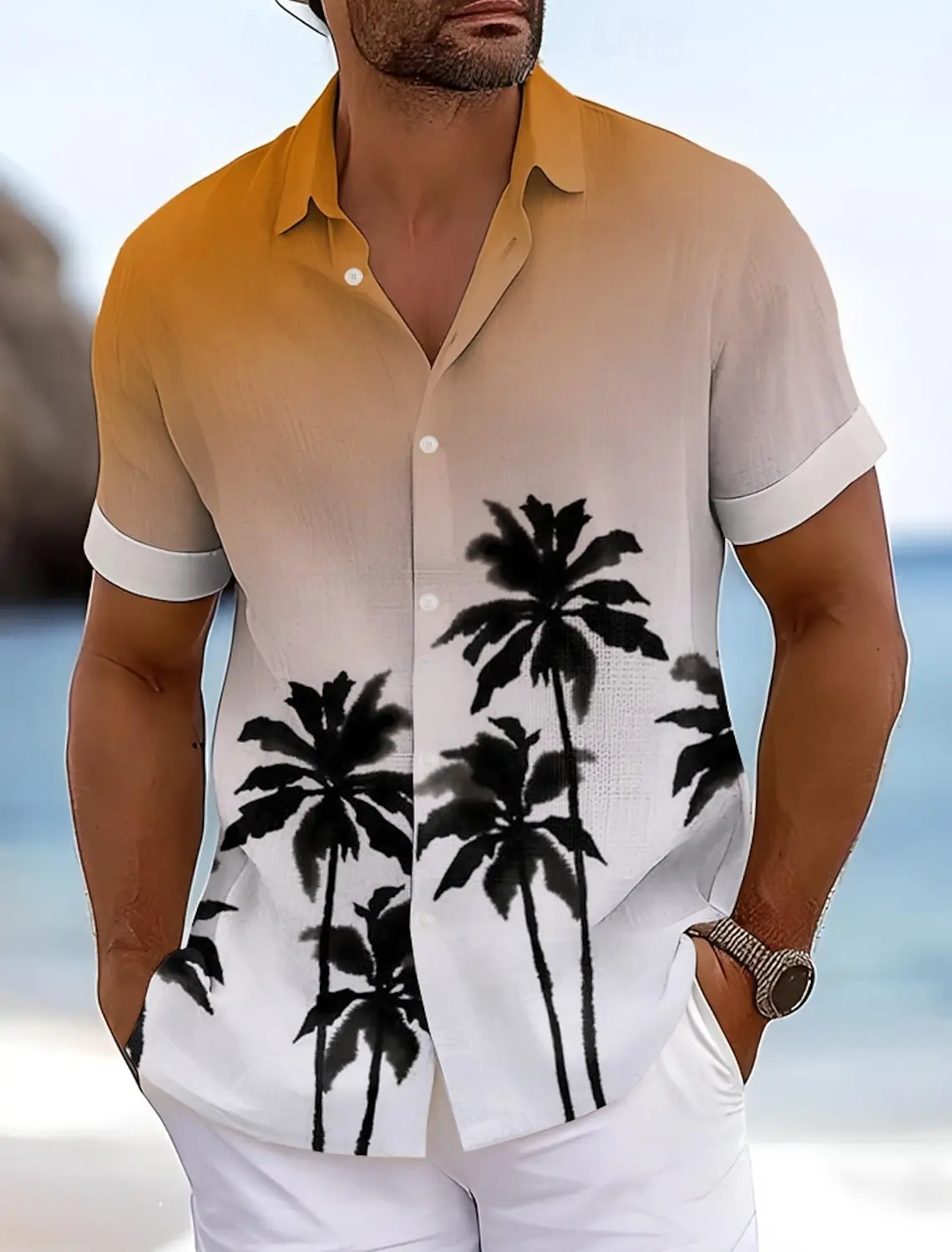 Men\'s Coconut Tree Summer Hawaiian Shirt Aloha Shirt Short Sleeve Hawaiian Vacation Summer Turndown Button Up