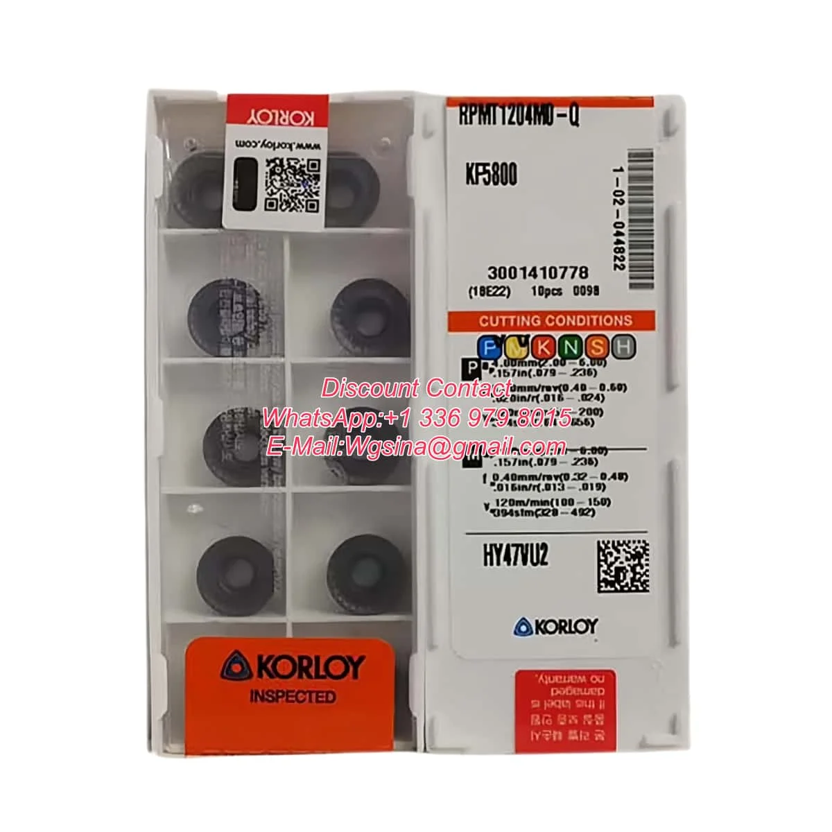 Korloy 100% Original RPMT RPMT10T3M0-Q RPMT08T2MOE RPMT10T3M0-Q RPMT1204M0-Q PC5300 KF5800 inserto de fresado