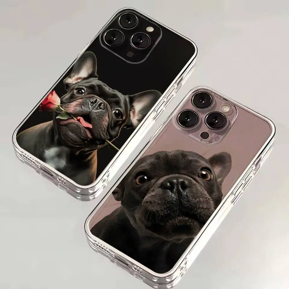 

French Bulldog Dog Pet Phone Case For iPhone 16,15,14,13,12,11 Plus,Pro,Max,XR,XS,X,7,8 SE,Mini Transparent Silicone Soft