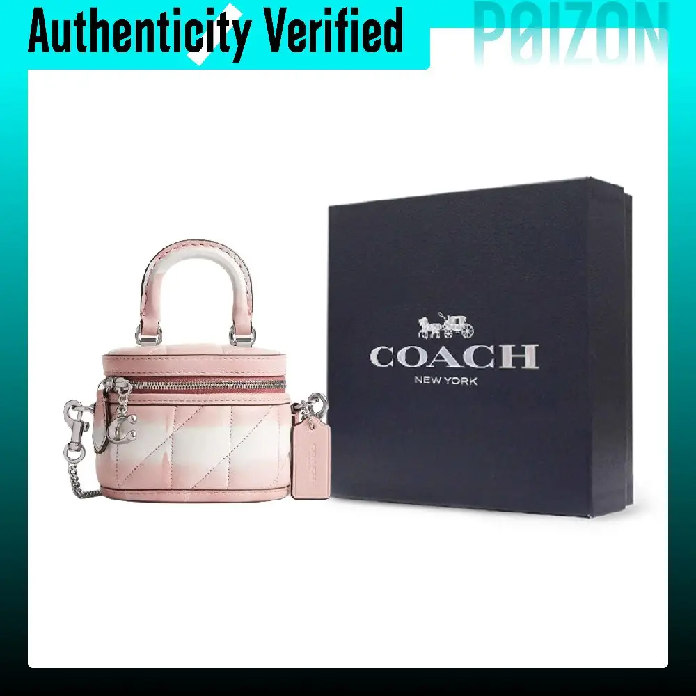 COACH Trail Nappa Leather Handbag Mini Women's Silver & Pink Multicolor CU145-LHPMC