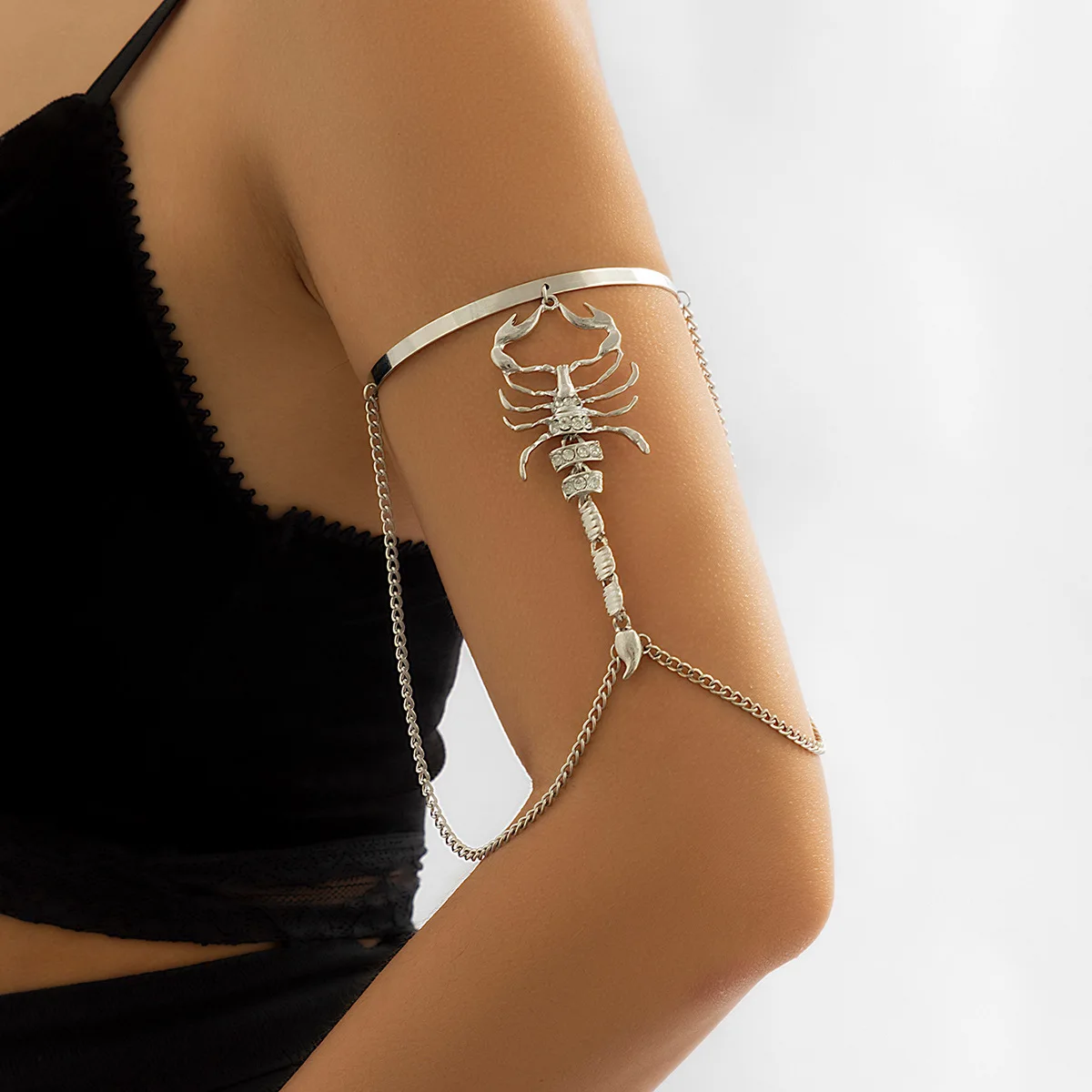 Pulseras de cadena para la parte superior del brazo para mujer, brazalete gótico de escorpión, brazalete para el cuerpo, joyería Punk Hip Hop