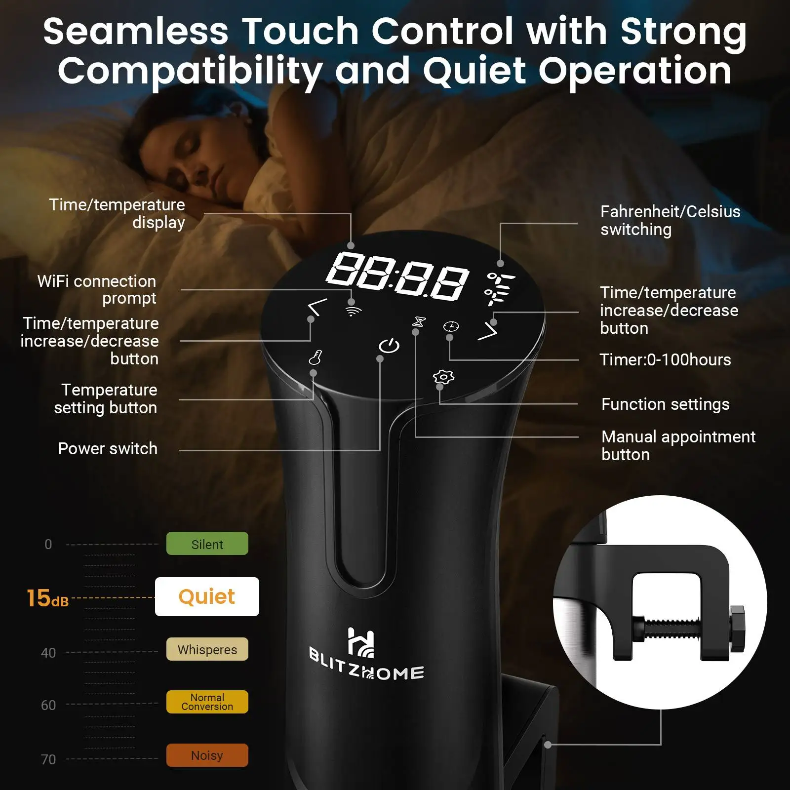 1100W Sous Vide Cooker Home Appliance Thermal Immersion Circulator Timer Kitchen Machine Sous Vid with Digital LCD Display