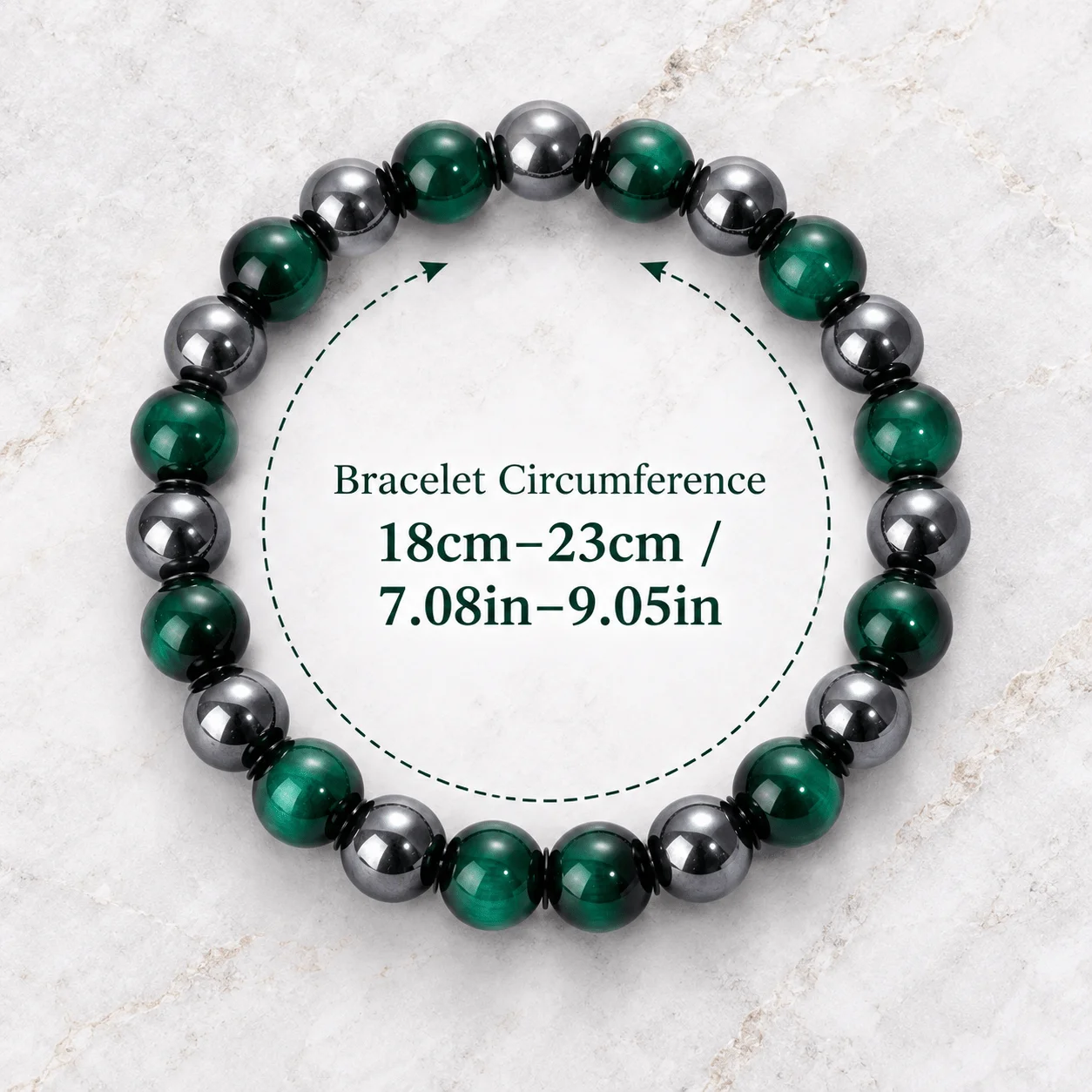 Green Tiger Eye Stone Hematite Bead Bracelet, symbolizing freedom and foresight,exquisite wrist accessory for both men and women