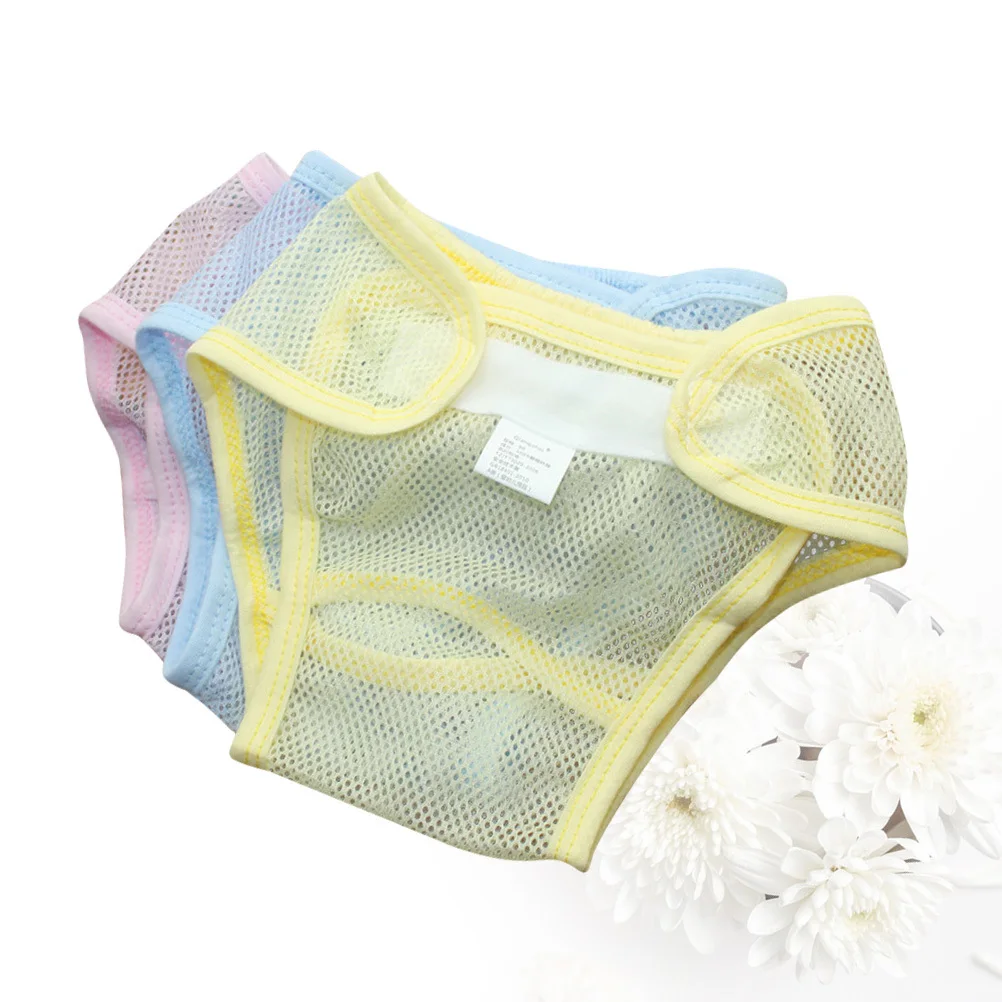 3Pcs 베이비 트레이닝 팬츠 통기성 메쉬 워셔블 변기 아기 재사용 가능한 속옷 네트 기저귀 사이즈 100 핑크