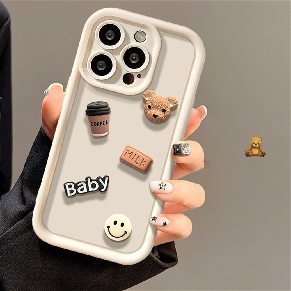 On Note8 8pro Note9 9pro 7pro Cute Cartoon 3D Coffee Bear Silicone Case For Xiaomi Redmi Note 9 Pro 9s 8 7 Matte Soft Back Cover