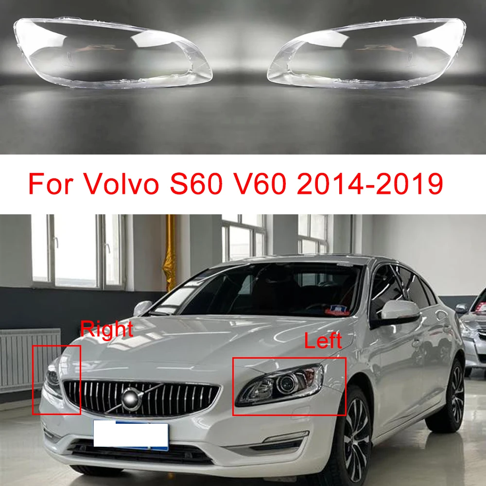 Car Front Headlamp Lens For Volvo S60 V60 2014-2019 Car Lamp Glass Replacement Auto headlight Shell Transparent Glass Cover