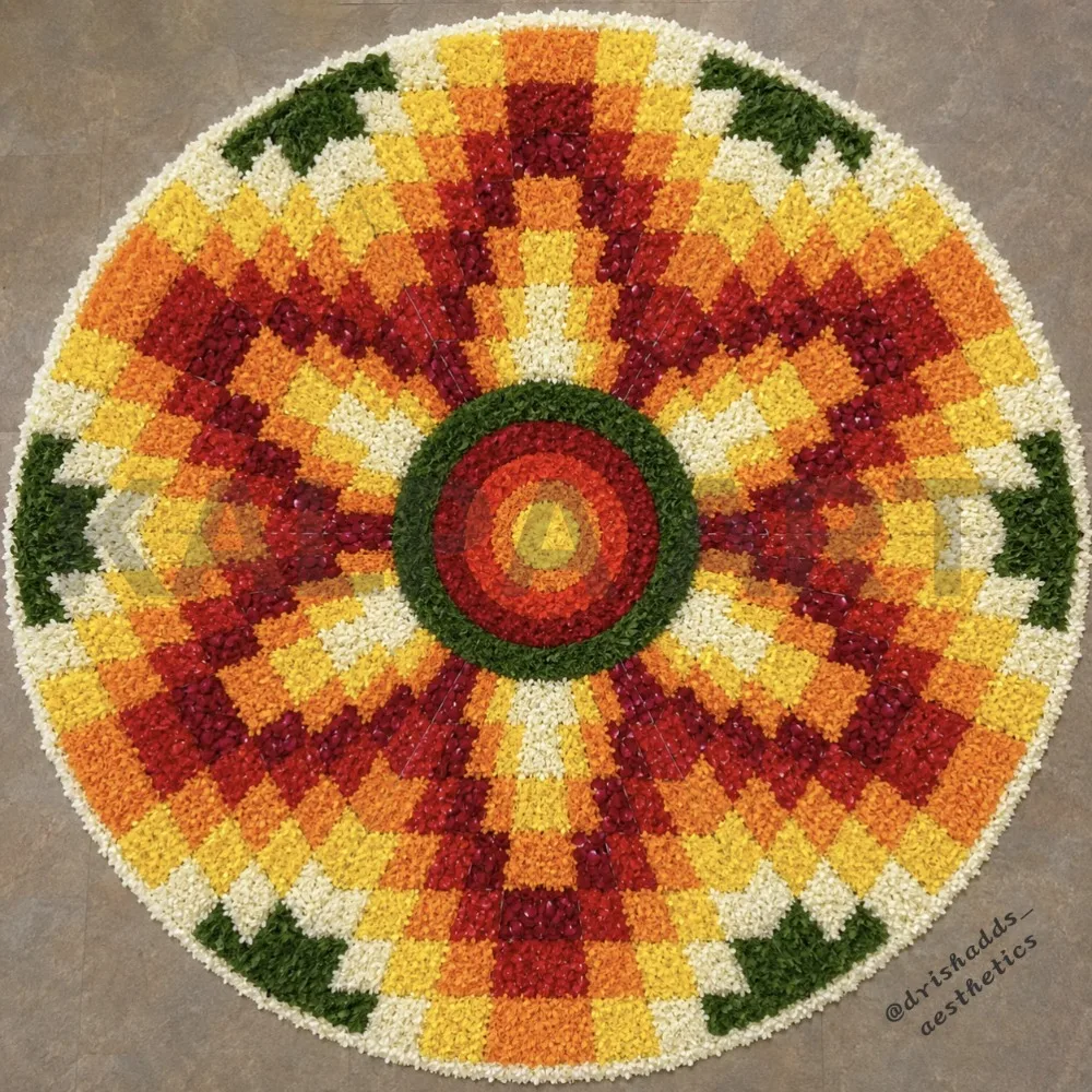 Circular Floor Mat Boho Mandala Theme Vibrant Colored Blossoms Layered Dotted Rings Ground Blanket for Apartment Lounge Decor