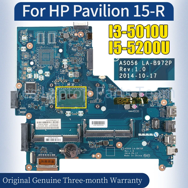 

LA-B972P For HP Pavilion 15-R Laptop Mainboard I3-5010U I5-5200U 801860-501 790668-501 100％ Tested Notebook Motherboard