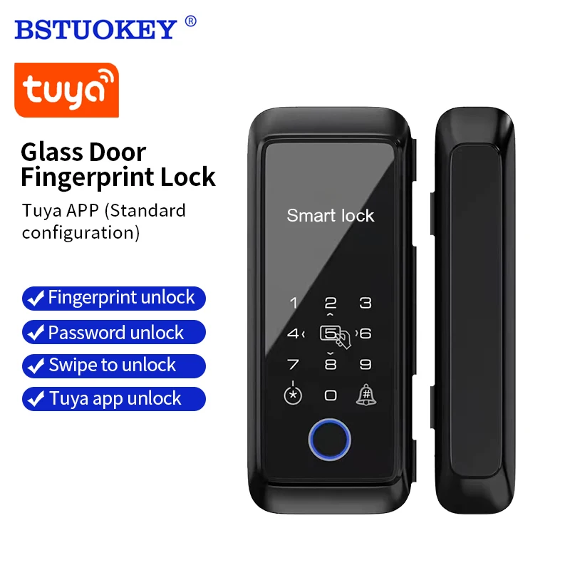 Tuya APP Bluetooth Control Lock Smart Glass Door Fingerprint Lock Password Lock Double Door Single Door Electronic Lock Remote