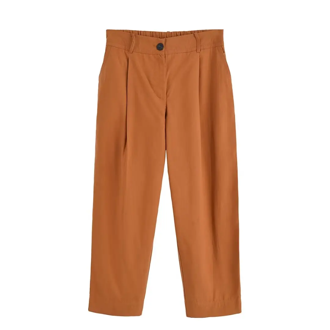 RARA2025 new summer women's casual simple sleeves can be rolled up long sleeves V-neck jacket top + wide-leg trousers