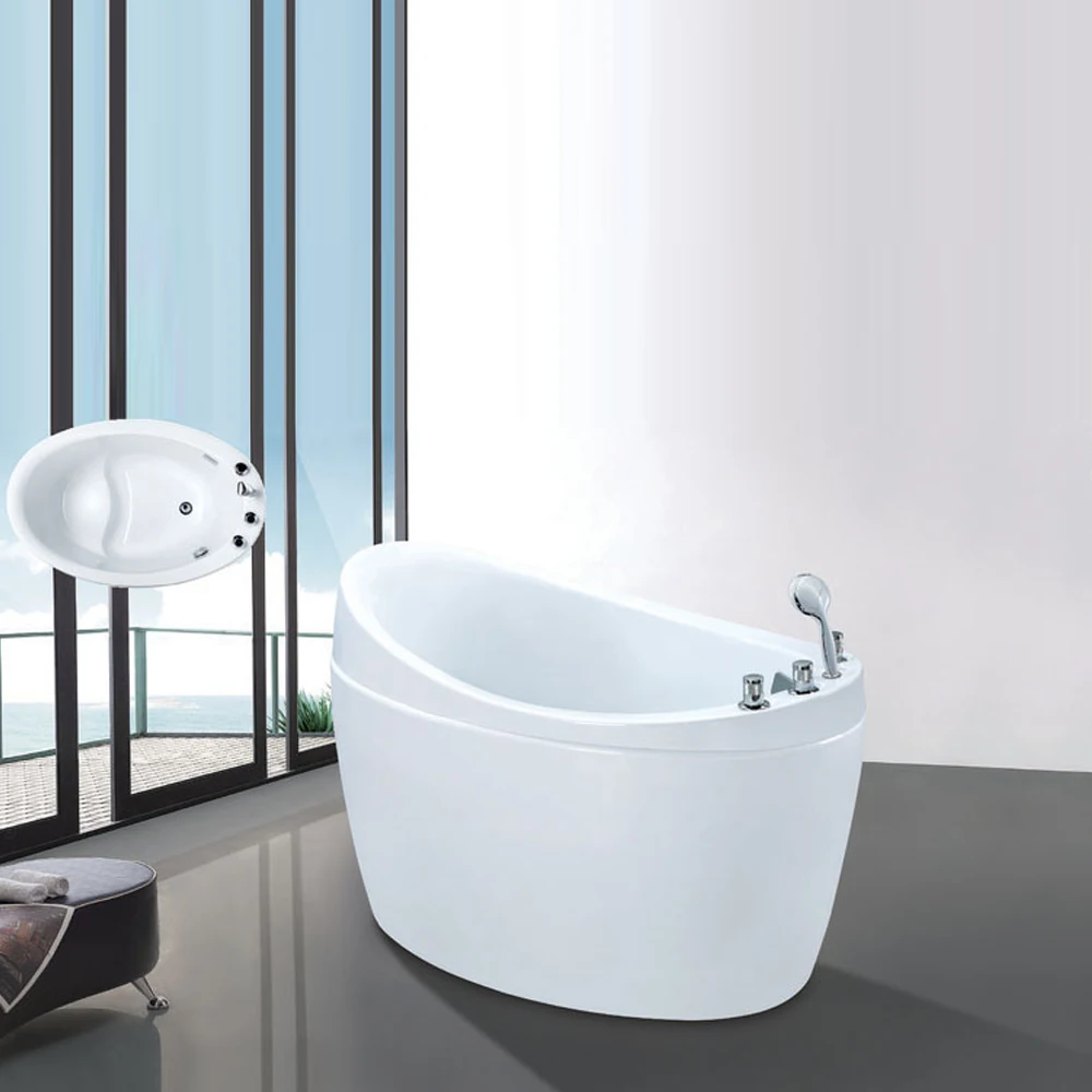 White Colour Freestanding Acrylic Bathtub with Glass Shower Screen