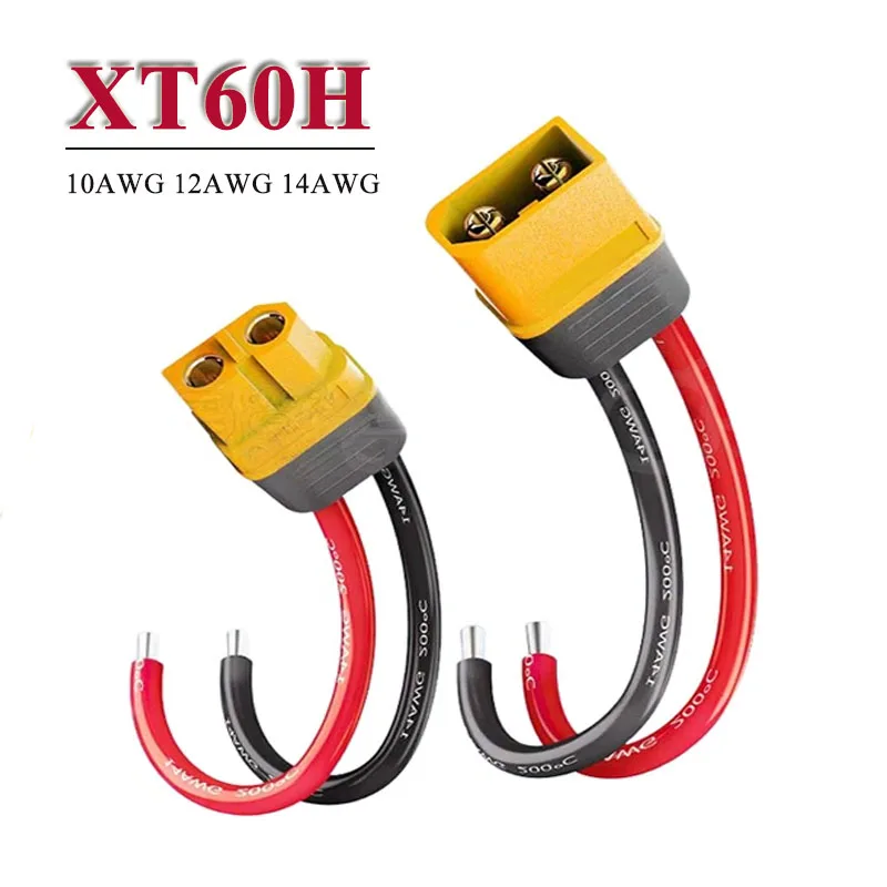 

Кабель-удлинитель XT60H (штекер-гнездо) с проводом для зарядки литиевых аккумуляторов, 10AWG, 12AWG, 14AWG, силиконовый кабель для передачи тока