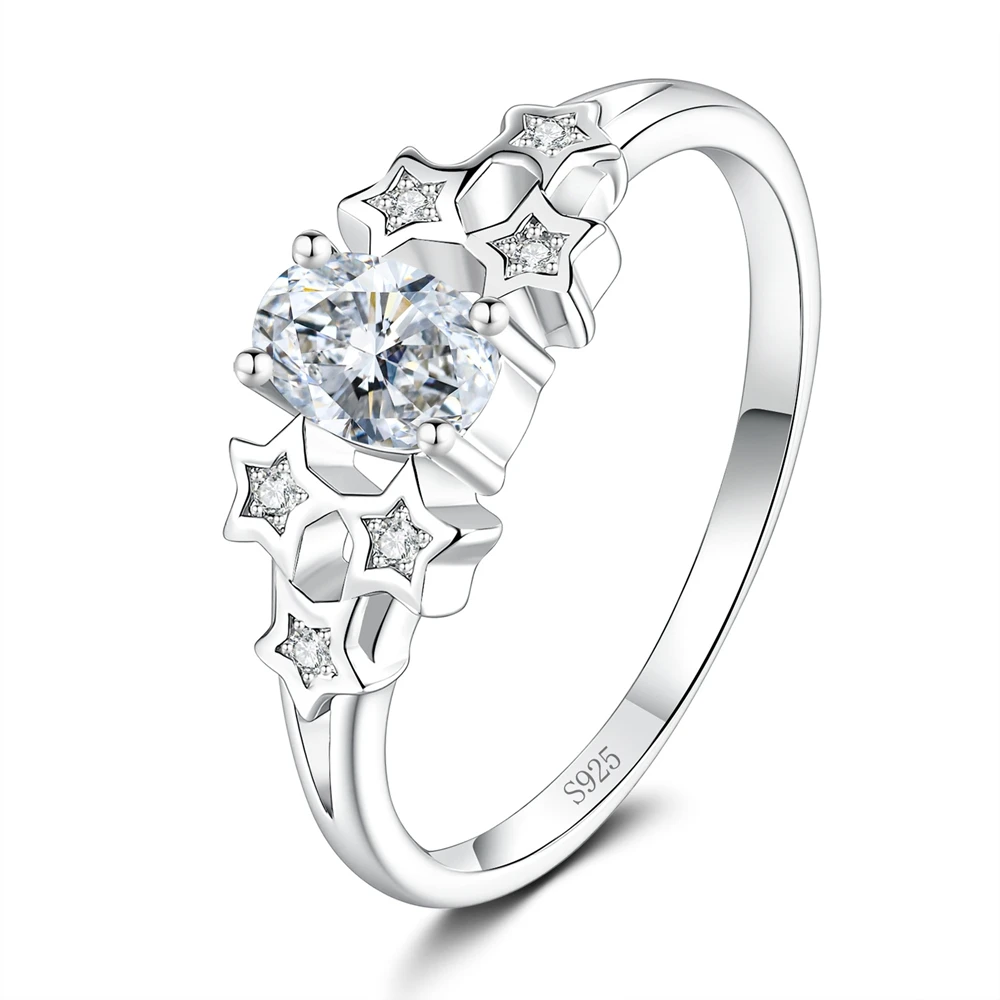 4*6 mm D Color 0.5ct Moissanite Ring S925 Sterling Silver Zircon Wedding Rings for Woman Party High-End Jewelry Gift