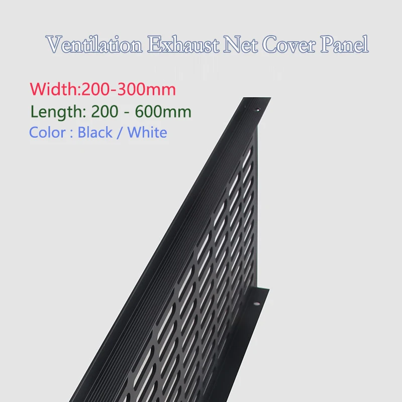 Alloy Breathable Mesh Rectangular Flat Ventilation air Vent cabinet, Wardrobe Decorative Air vent Grille Width 200-300 Silver