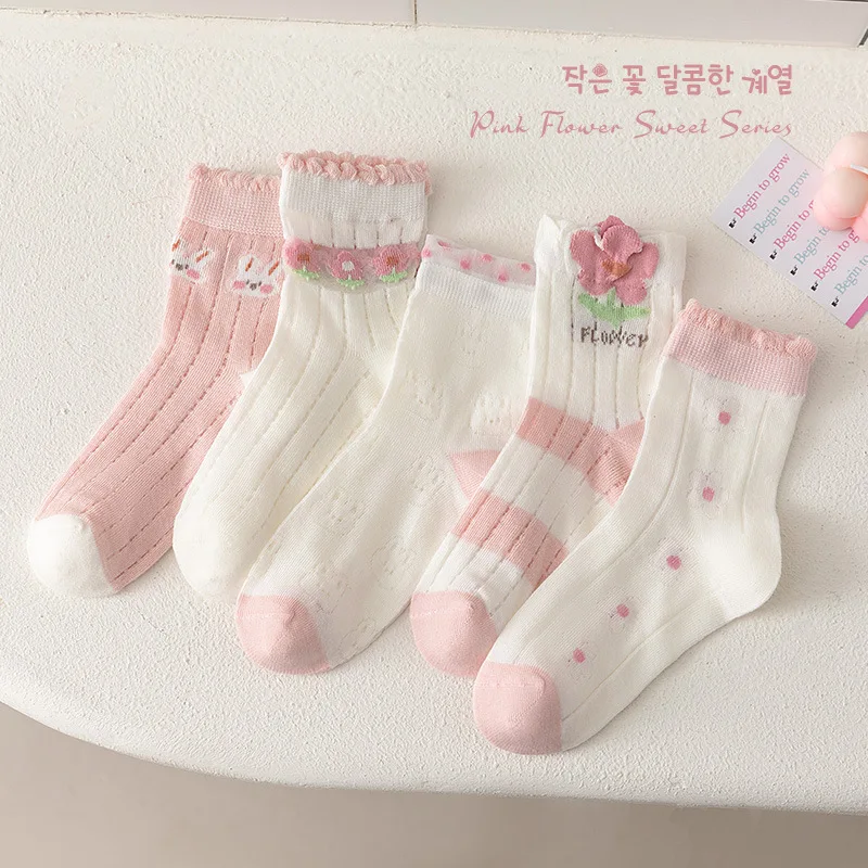 

Girls socks summer thin hollow mesh cute lace baby medium children and girls lace cotton socks