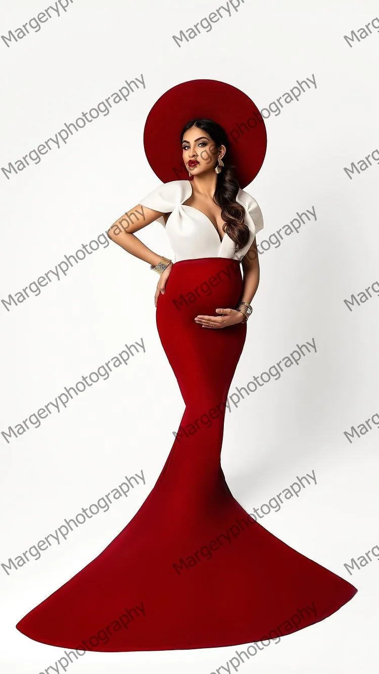 Unique Satin Mermaid Pregnant Women Dress High Elastic Fabric Long Maternity Gowns Bridal Photography Dress Custom Made