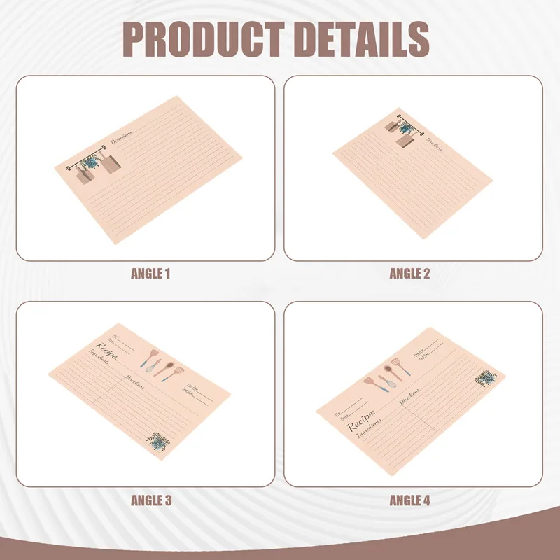 

Набор карточек для рецептов 4x6 дюймов, 100 двусторонних толстых карточек из плотного картона, пустые карточки для рецептов в подарок маме, сестре, дочери, подруге