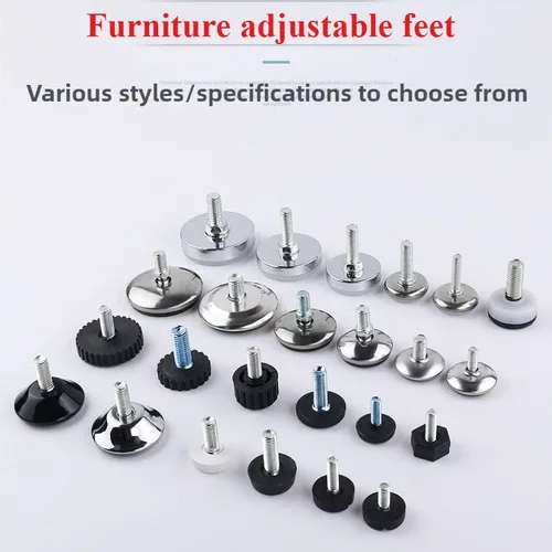 Imagen 1 del producto Base Niveladora, M6, M8, M10, Altura Ajustable por Tornillo, Diámetro 21mm, 24mm, 27mm, 30mm, 36mm, 40mm, 2 Piezas, 4 Piezas, 8 Piezas