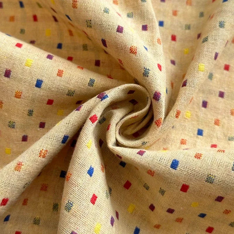 

Yarn Dyed Jacquard Linen Fabric for Skirt Clothing Bag Designer Diy Sewing Material By The Meter Handmade Wholesale