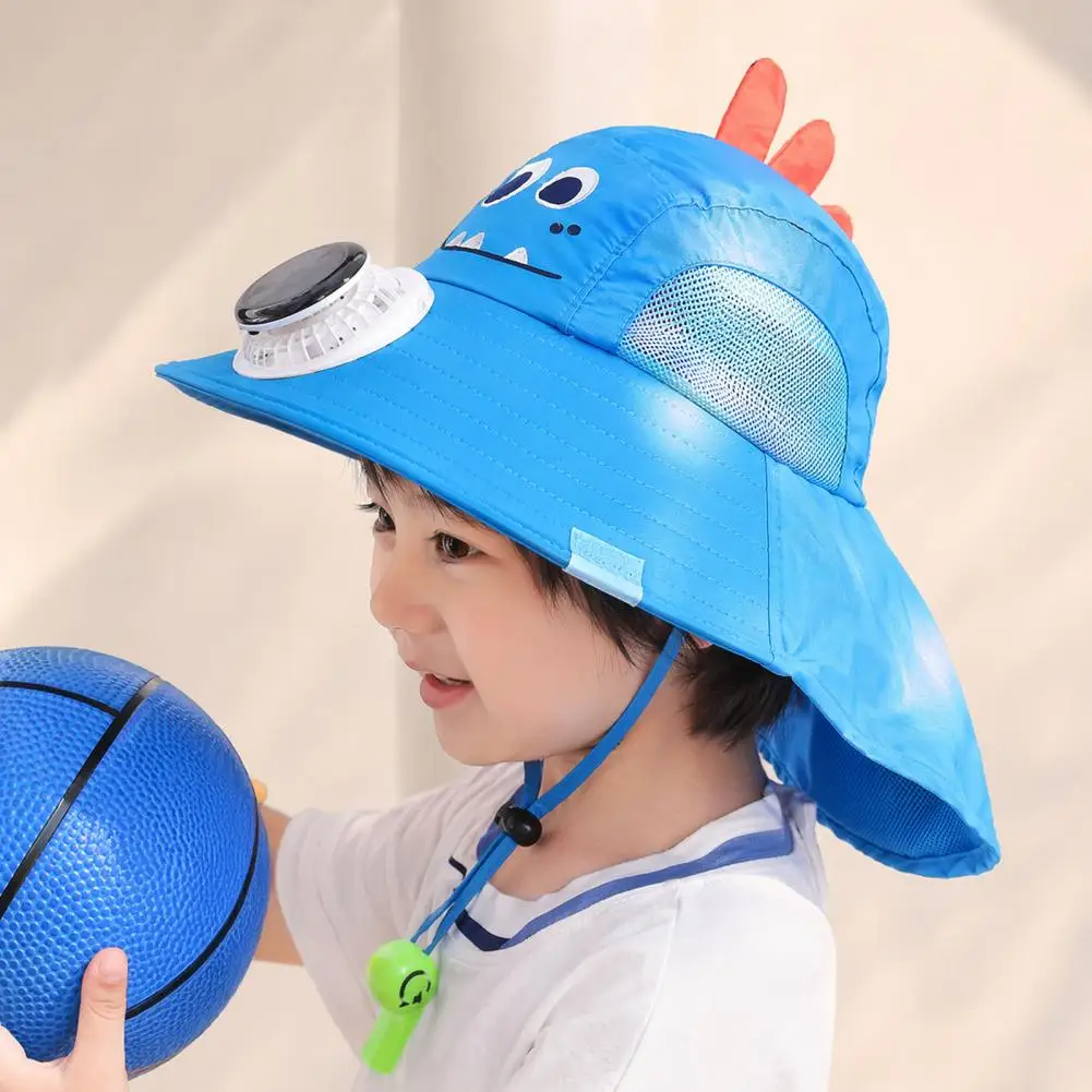 Breathable Mesh Sun Hat Kids Sun Cap with Built-in Solar Fan Wide Brim Sun Protection Hat Breathable Mesh Summer for Children