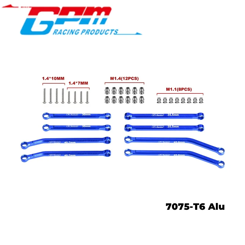 GPM SCX30/160 7075-T6 ALLOY FRONT & REAR LINK SET FOR AXIAL 1/30 SCX30 FORD BRONCO SCX30 JEEP WRANGLER JLU SCX30 CHEVROLET K10