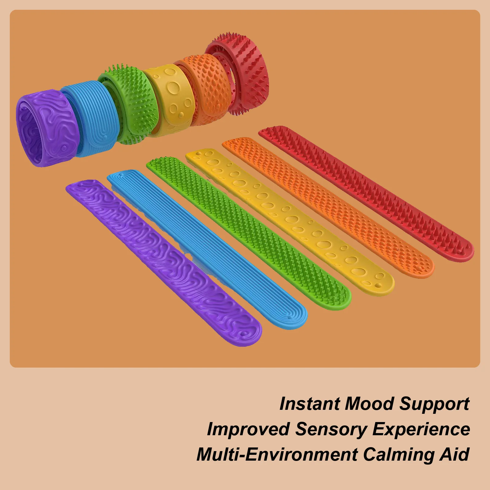 Fidget Slap Bracelets enfants Slap Bracelets Fidget jouets 6 pièces étudiants portable Silicone Bracelets élastiques pour la maison salle de classe