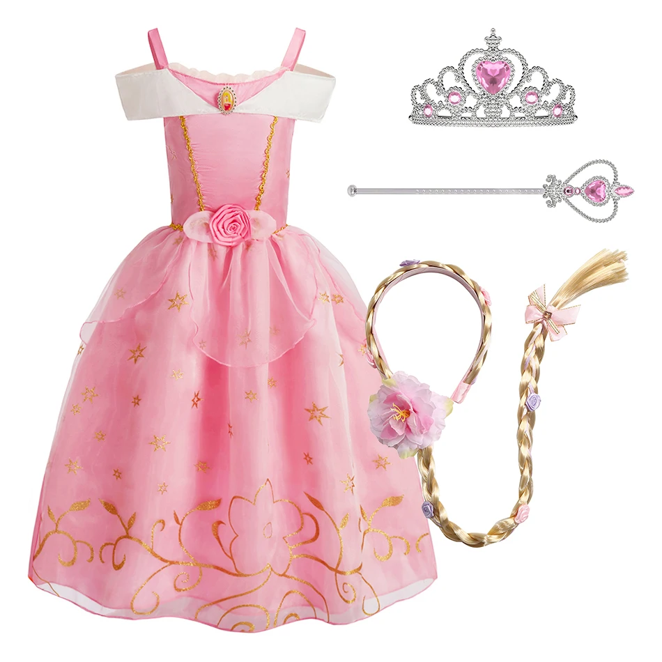 

Little Girls Princess Cosplay Dress Kids Straps Clothing Children Pageant Fancy Gown Halloween Carnival Brithday Luxury Vestidos