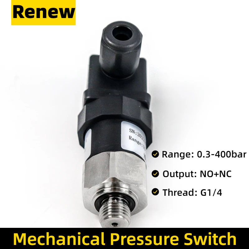 Mechanical High Pressure 40mpa Adjustable Hydraulic Water Oil Pressure Switch 400bar Water Pump Oil Pressure Control Switch