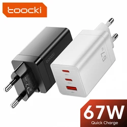 Toocki 67W GaN Charger Quick Charge 4.0 PD3.0 Fast Charging Type C Charger for Macook iPhone 14 13 12 Pro Max Samsung S23 Xiaomi