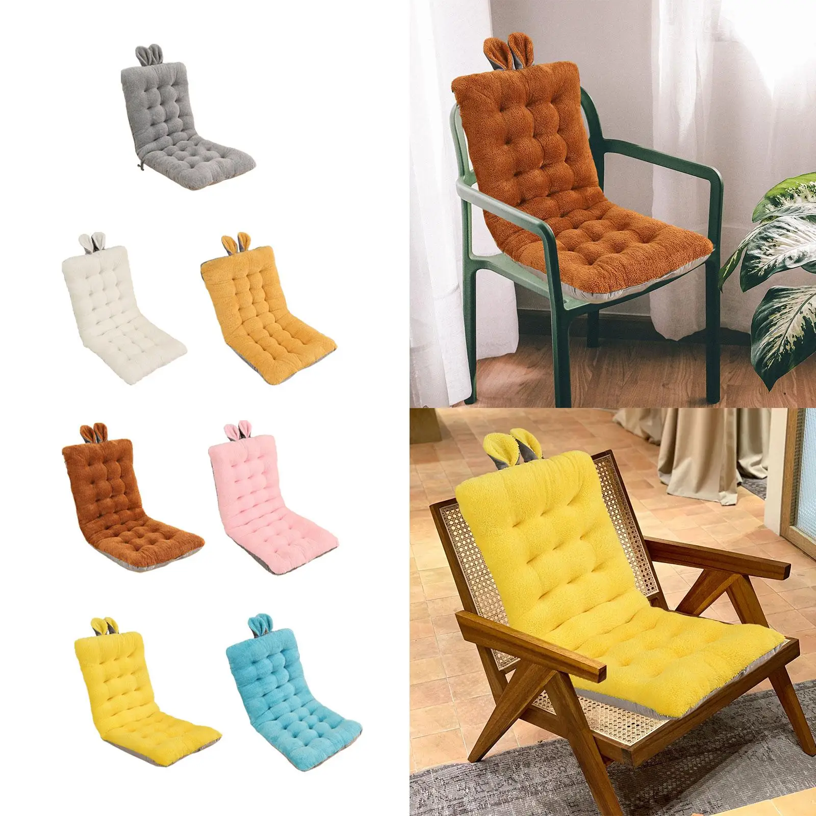 Office Chair Cushion Plush Soft Chair Mat Chair Seat Pad Back Cushion with Ties for Bedroom Living Room Dorm Apartment Patio