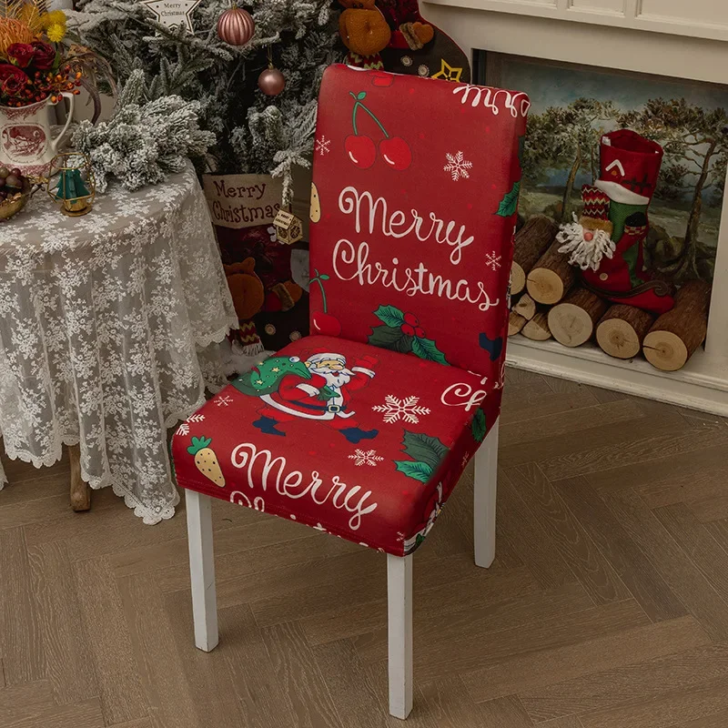 

Santa Claus Gift Restaurant Elastic Chair Cover Chair Cover Washable Chair Cover Suitable for Home Chair Cover Decoration