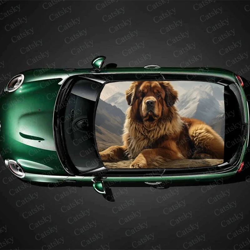 

Tibetan Mastiff Animal Dog Car Roof Sticker Wrap Racing SUV Accessories Packaging Painted PVC Custom Car Graphic Decal