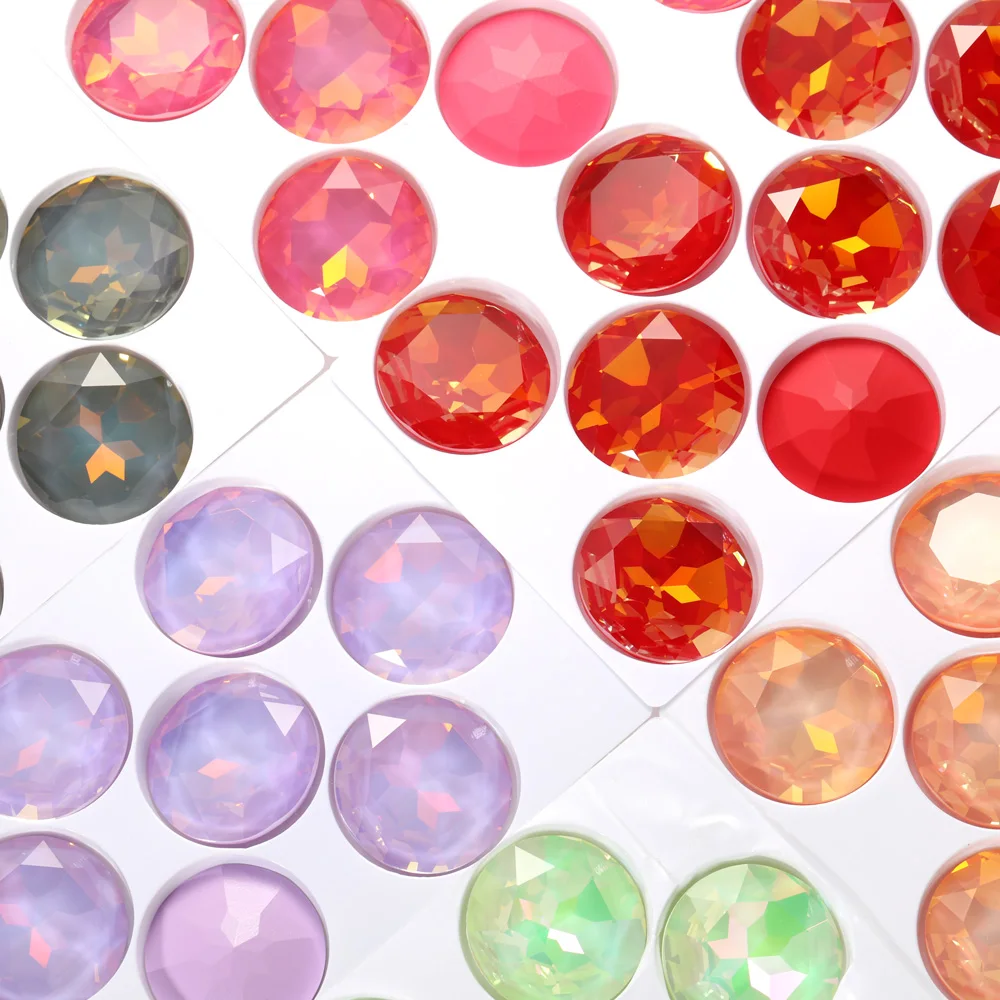 27mm 1201 Okrągłe fantazyjne kamienie Brokat Mocha Kolor Diy Craft Supplies Pointback Szklane cyrkonie do szycia Crystal Strass
