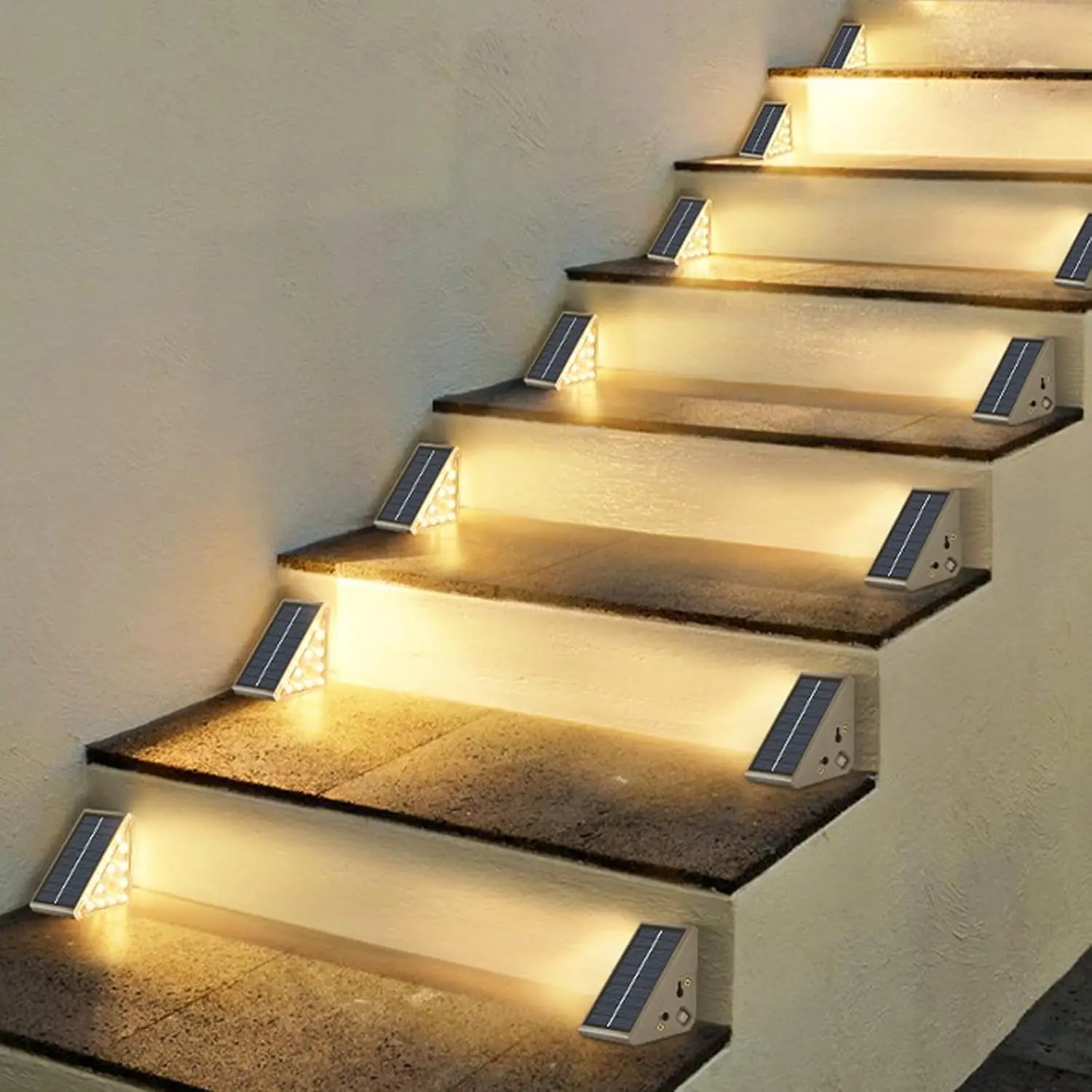 

Solar Step Lights Outside 24 LEDs Solar Stair Lights Outdoor Waterproof Decor for Porch Front Door Deck Fence Patio Garden Lamp