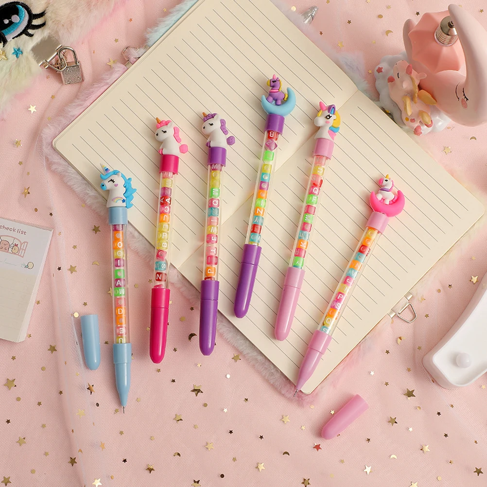 

6 Pcs Cartoon Pens 0 5mm Blue Kids Stationery Comfortable Grip Writing Pens for School Office Home Use