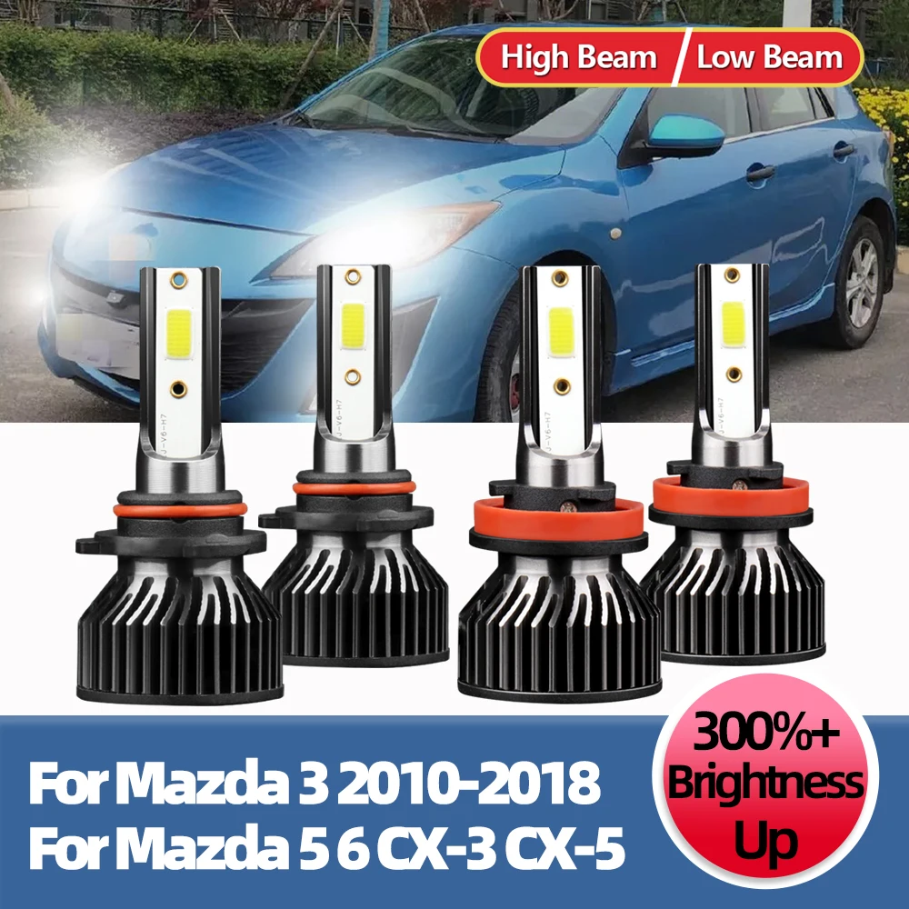 

LSlight 4x LED Headlights 18000LM High Low Beam Lamps Kit 12V 6000K Car Bulbs For Mazda 3 2010-2018 For Mazda 5 6 CX-3 CX-5 CX-9