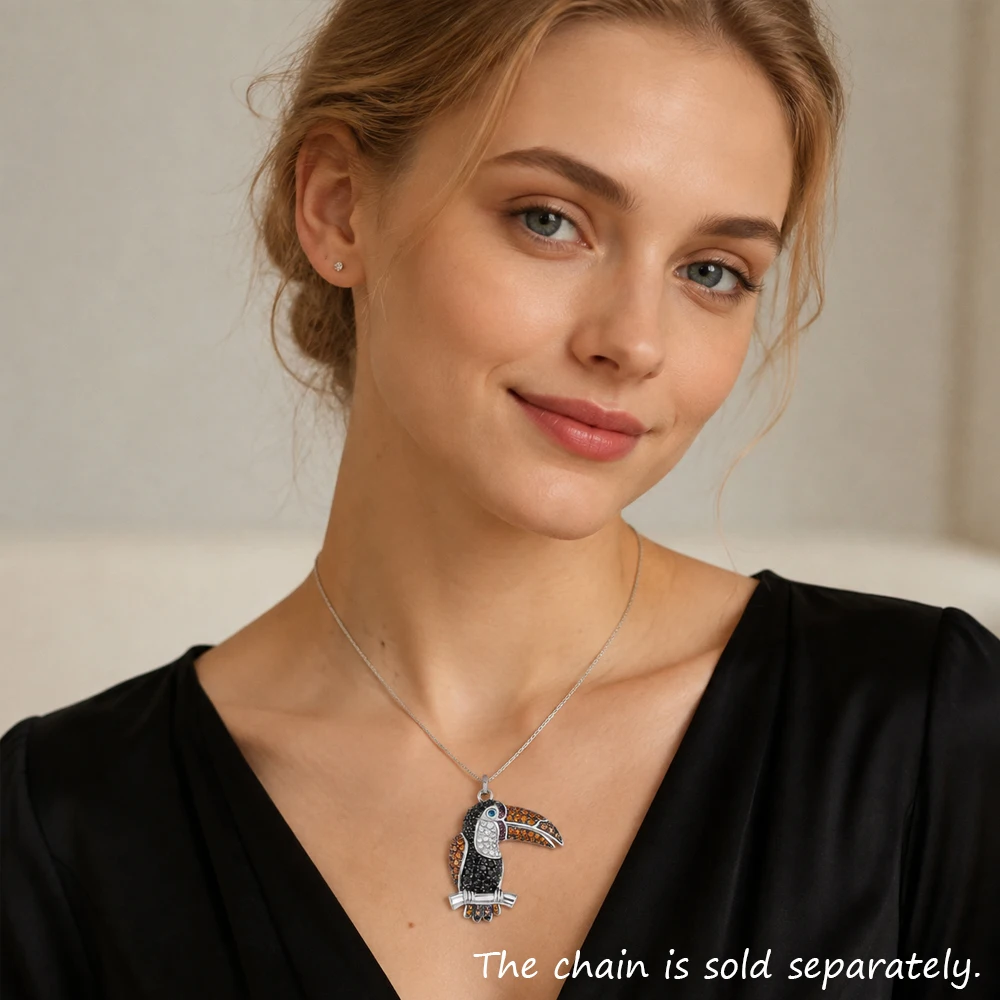 Anhänger Bunte Vögel Tukan Marke Mode 925 Sterling Silber Schmuck Europa Bijoux Zubehör Geschenk Für Frau Männer Mädchen – Detail 1