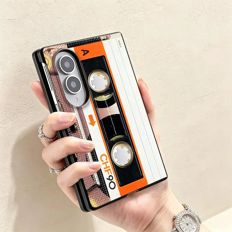 Orange Accent Cassette Luxury Phone Cover Case for Samsung Galaxy Z Fold 8 ZFold8 ZFold Wide Z Fold8 Wide - view 2