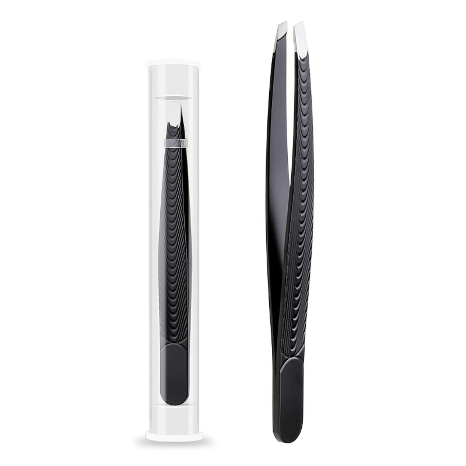 Precision Tweezer Hair Plucker For Men And Women - Slant Tip For Easy Hair And Eyebrow Grooming - Black