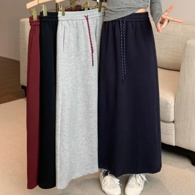 Japanese Y2k Long Skirts for Women Fashion Autumn Summer Blouses Woman 2025 Drawstring Skirt A-line Skirt High Waist Skirt